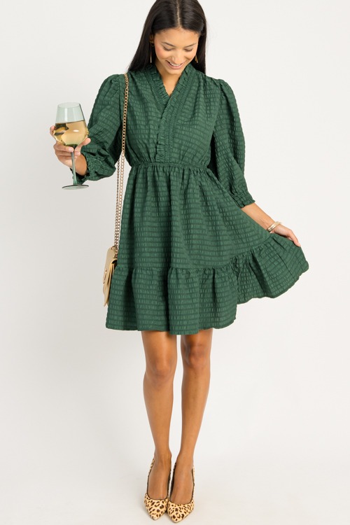 Julissa Textured Dress, Palm Green