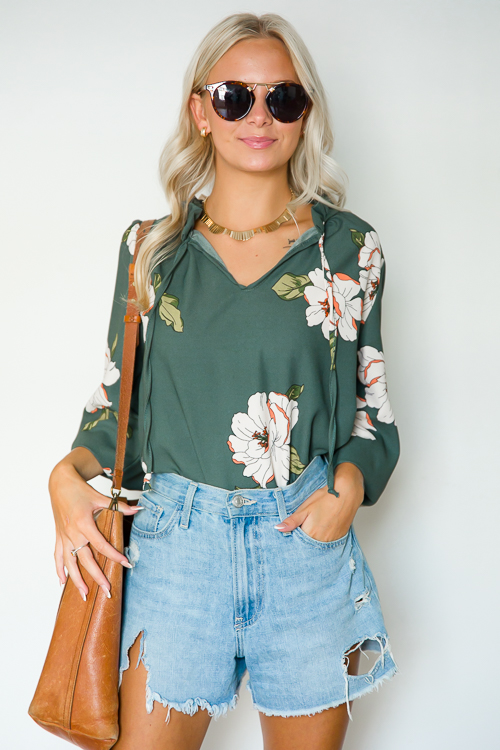 Foster Floral Top, Green