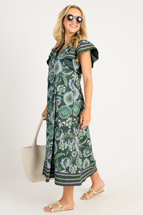 Stripe Trim Printed Midi, Green - 0724-115.jpg