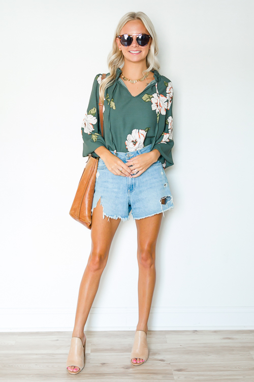 Foster Floral Top, Green