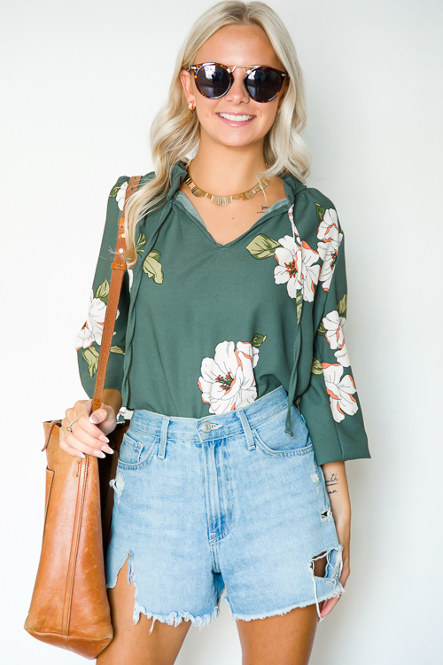 Foster Floral Top, Green