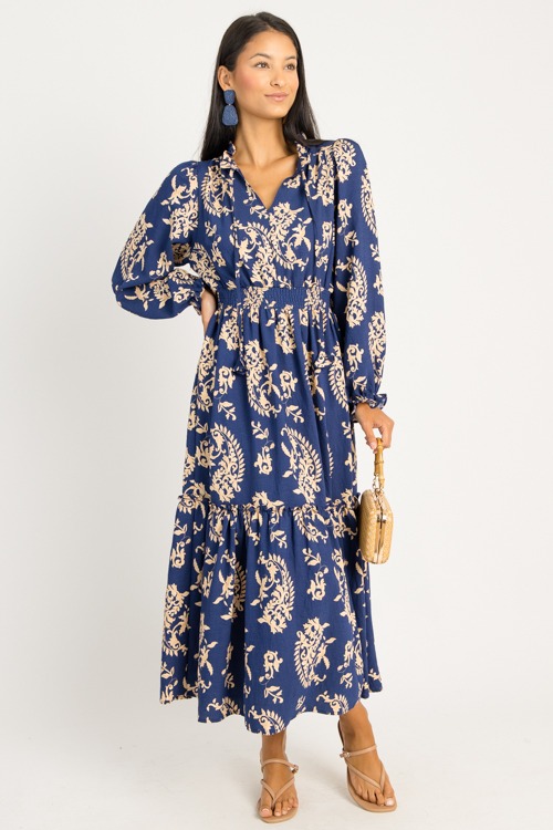 Elsie Printed Maxi, Navy