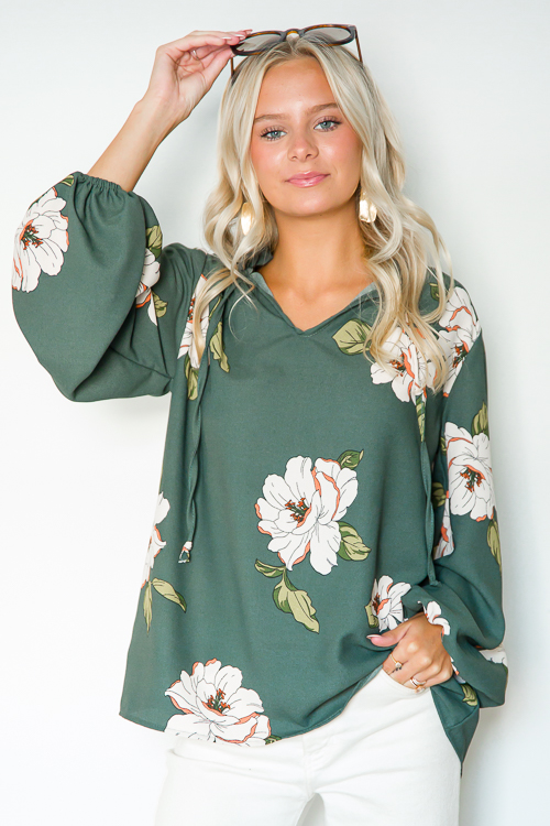 Foster Floral Top, Green