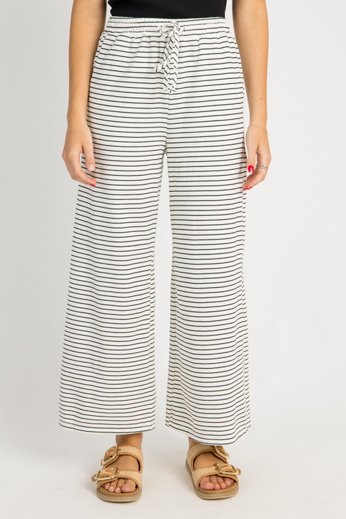 Knit Stripe Pants, Ivory/Black
