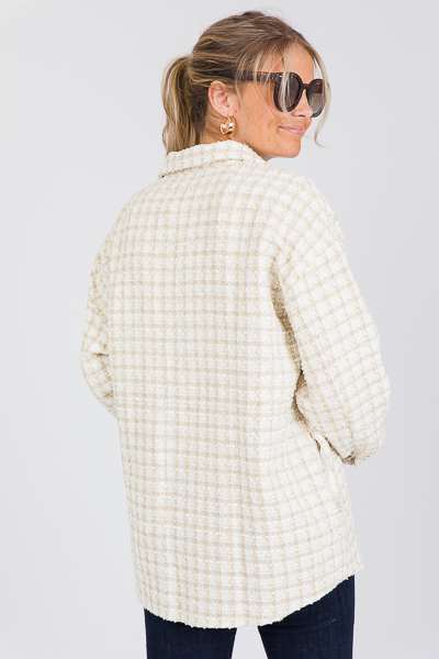 Pearl Button Tweed Jacket, Ivory - New Arrivals - The Blue Door