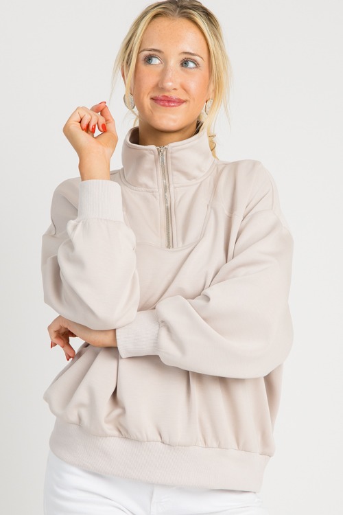 Quarter Zip Pullover, Taupe