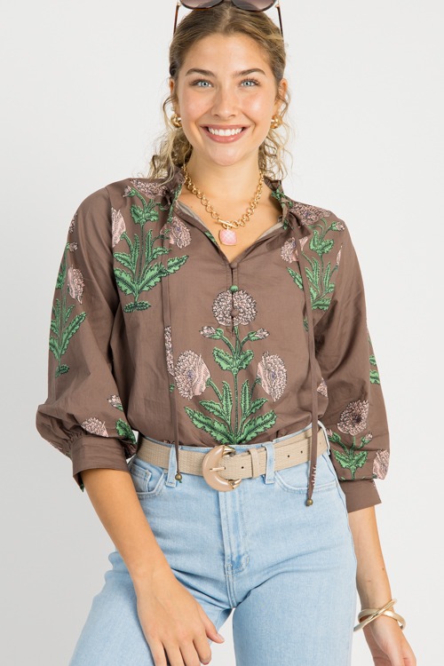 Block Print Button Top, Brown - 0725-48h.jpg