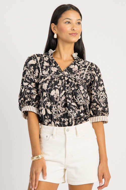 Floral Stripe Trim Top, Black - 0725-81.jpg