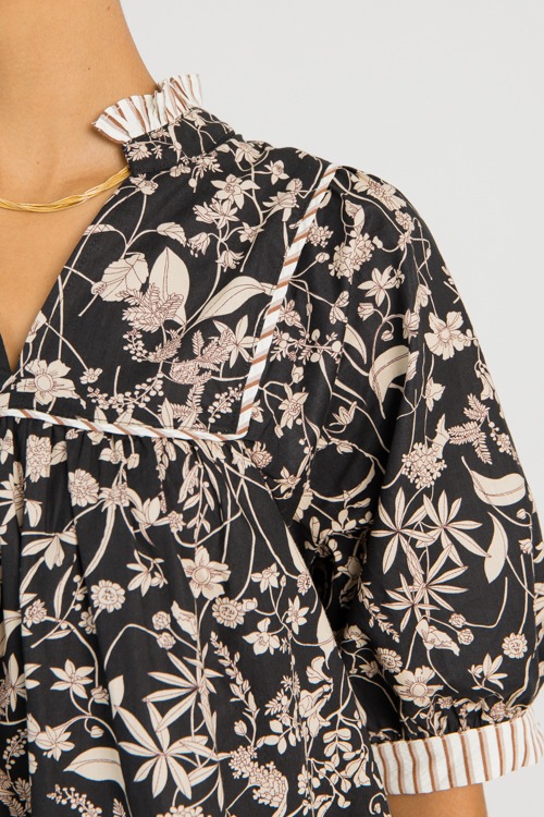 Floral Stripe Trim Top, Black - 0725-82.jpg