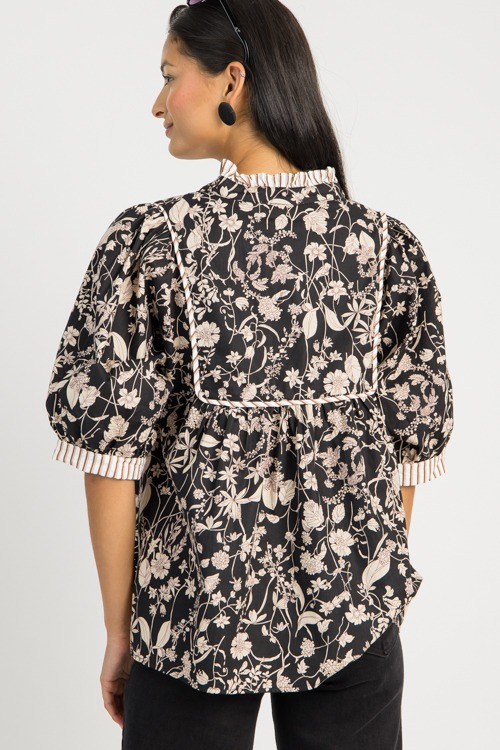 Floral Stripe Trim Top, Black - 0725-86.jpg