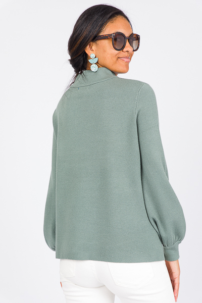 Puff Sleeve Audrey Sweater, Green - The Blue Door Boutique