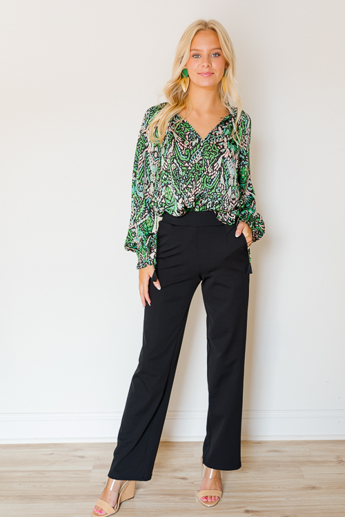 Tassel Tie Blouse, Green Multi