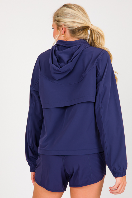 Packable Hood Zip Jacket, Navy