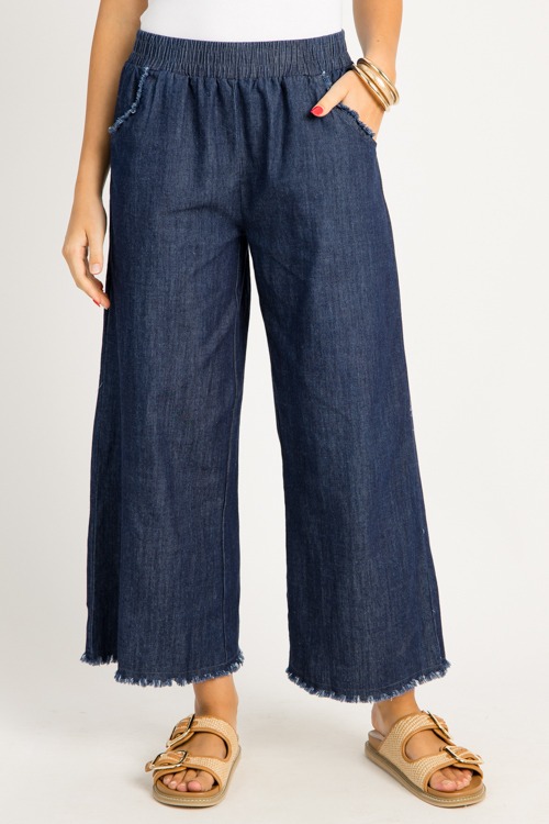 Fray Trim Denim Pants, Dark - 0728-43p.jpg