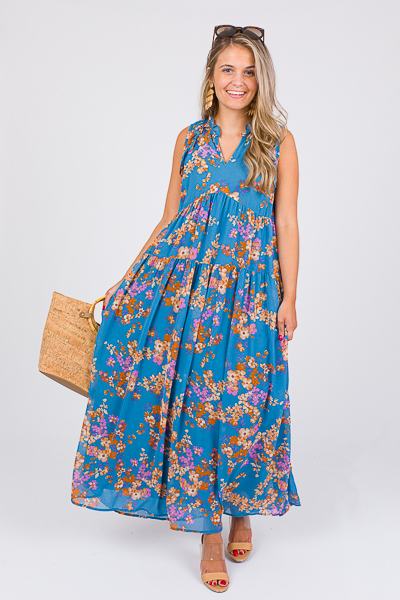 Jules Floral Maxi, Blue - SALE - The Blue Door Boutique