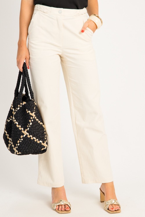 Braided Waist Pants, Cream