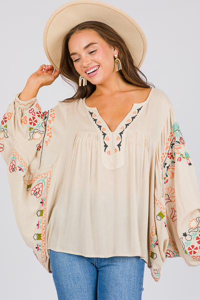 Layla Embroidery Top, Taupe