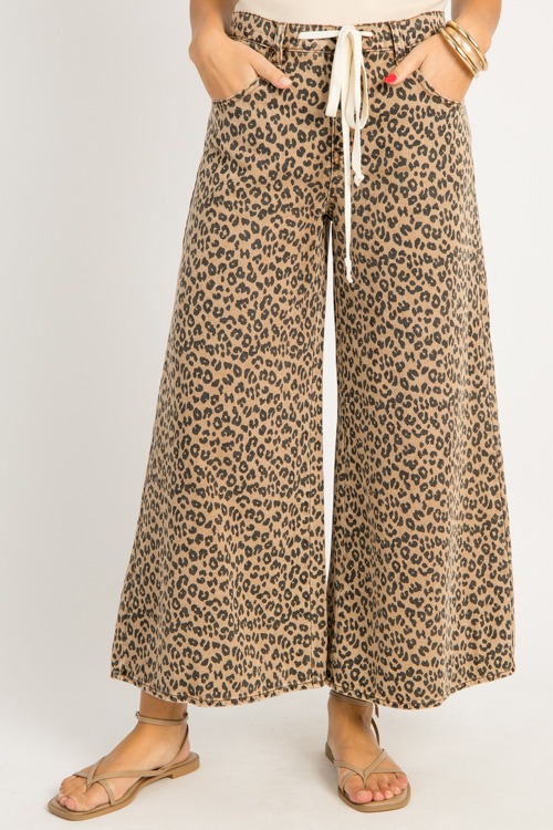 Draw Waist Leopard Jeans, Mocha