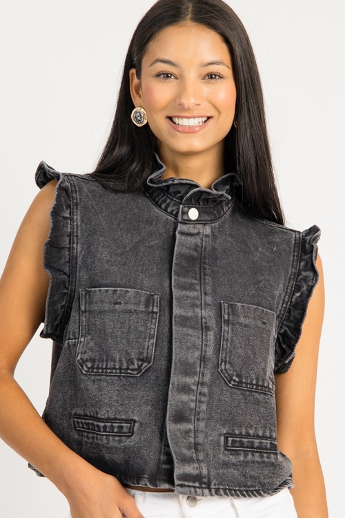 Ruffle Trim Denim Vest, Grey - 0728-90.jpg