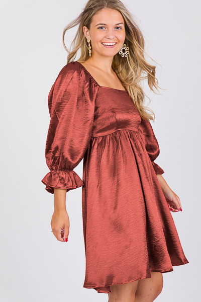Alexis Satin Dress, Brown