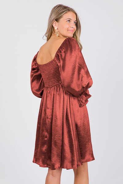 Alexis Satin Dress, Brown