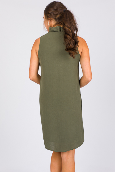 Suzie Ruffle Collar Dress, Olive