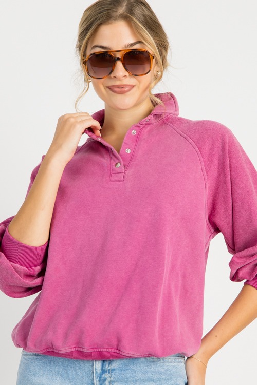 Terry Collared Sweatshirt, Mauve