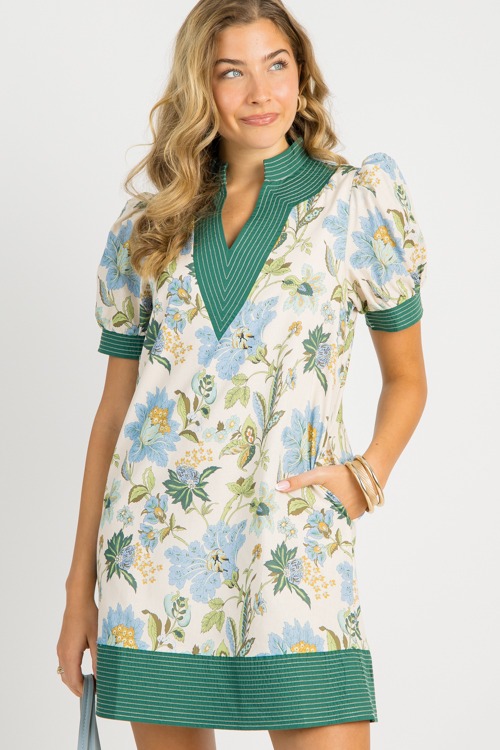Francine Floral Dress, Ecru