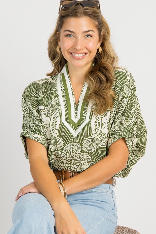 Celine Printed Blouse, Olive - 0730-97.jpg