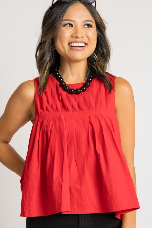 Mindy Pleated Tank, Red - 0731-100.jpg