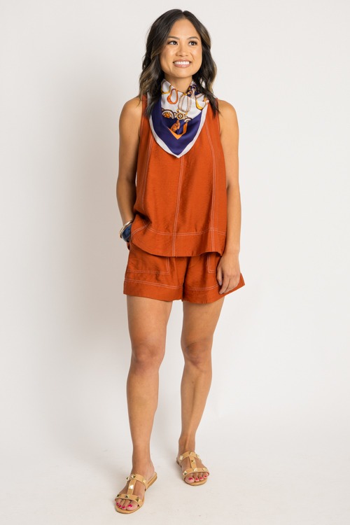 Contrast Stitch Shorts Set, Terracotta - 0731-138.jpg