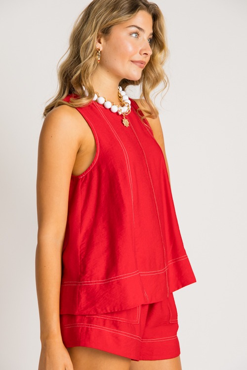 Contrast Stitch Shorts Set, Red - 0731-147.jpg
