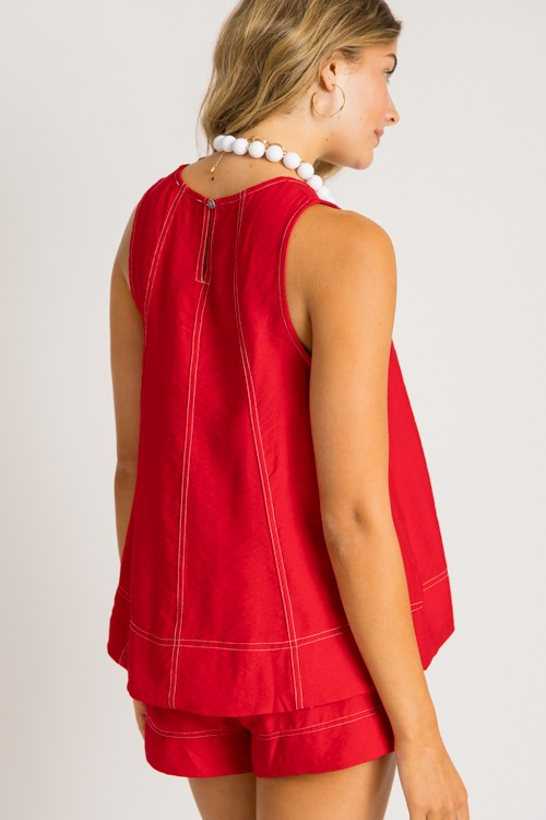 Contrast Stitch Shorts Set, Red - 0731-148.jpg