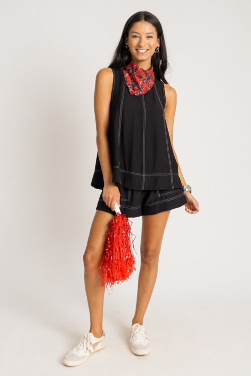 Contrast Stitch Shorts Set, Black - 0731-149p.jpg