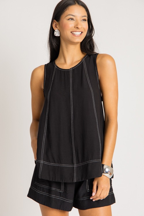 Contrast Stitch Shorts Set, Black - 0731-151.jpg