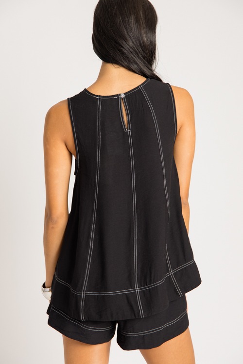Contrast Stitch Shorts Set, Black - 0731-152.jpg