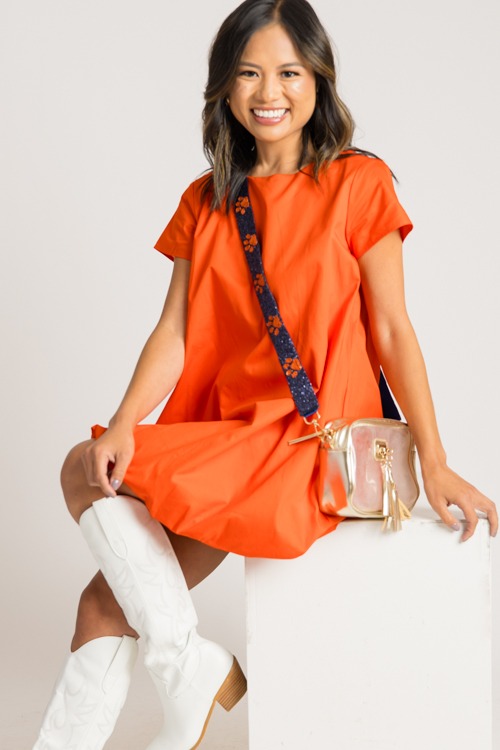 Bubble Hem Dress, Orange