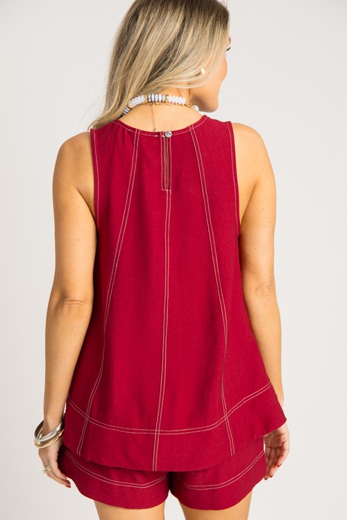 Contrast Stitch Shorts Set, Garnet - 0731-164h.jpg