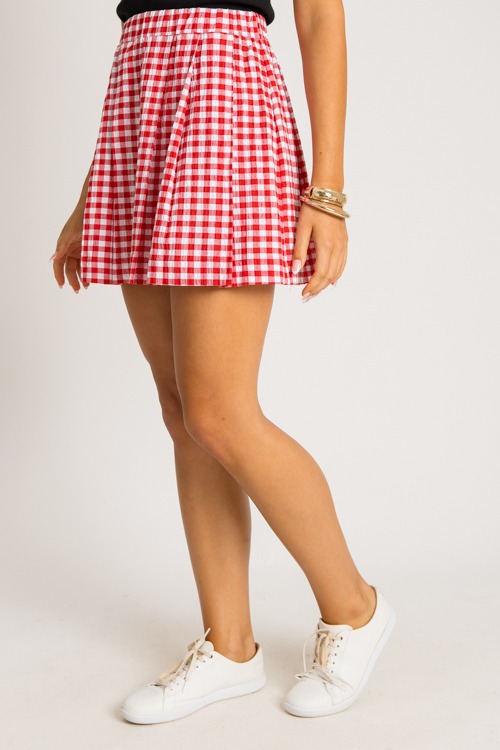 Pleated Mini Skirt, Red Gingham - 0731-172h.jpg