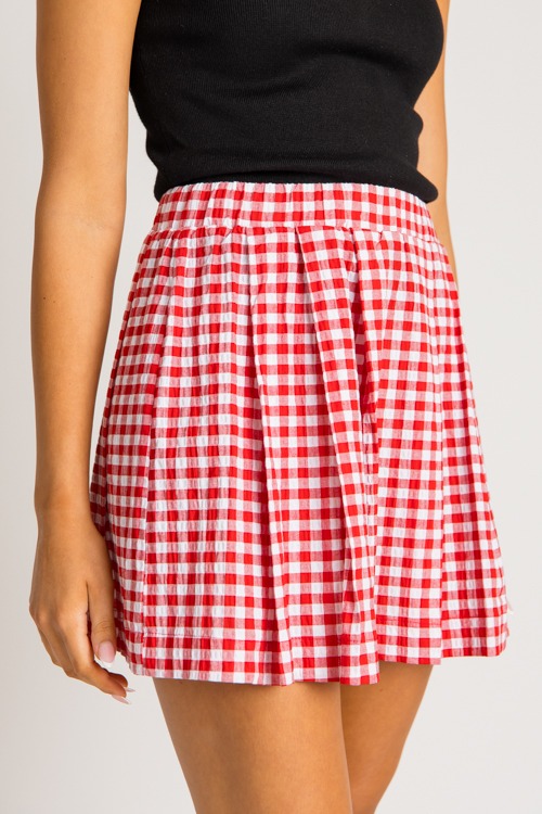 Pleated Mini Skirt, Red Gingham - 0731-176.jpg