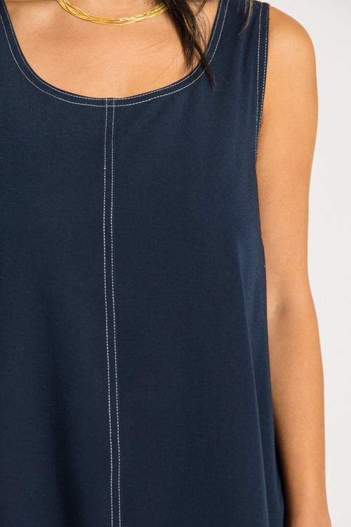 Contrast Stitch Swing Dress, Dark Navy - 0731-179.jpg