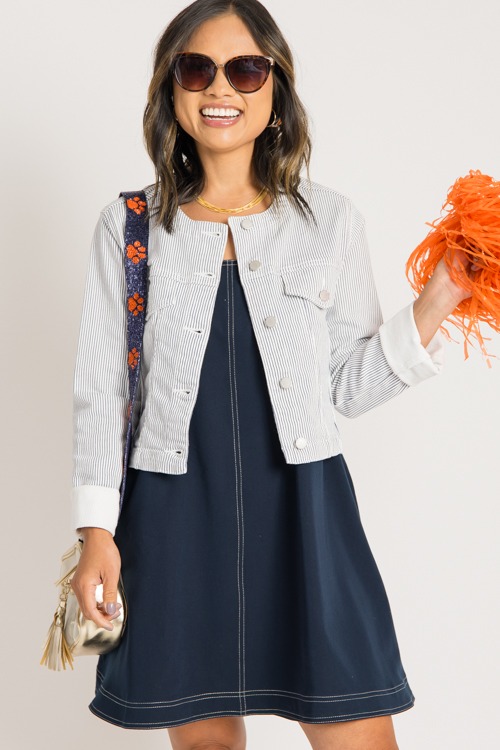 Striped Collarless Jacket