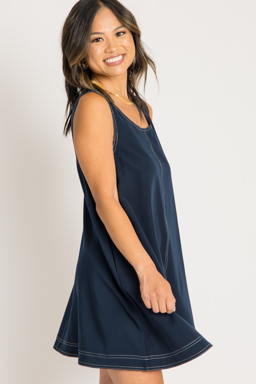 Contrast Stitch Swing Dress, Dark Navy - 0731-181.jpg