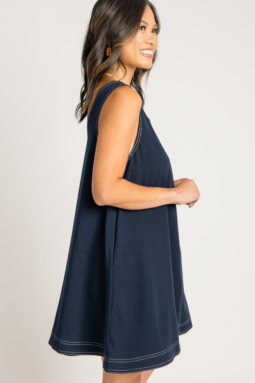 Contrast Stitch Swing Dress, Dark Navy - 0731-183.jpg
