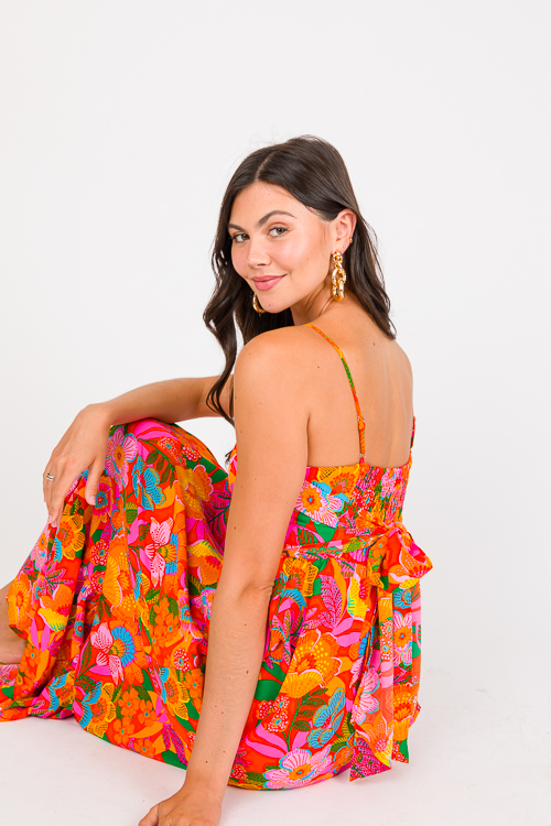 Tie Back Maxi, Orange Floral
