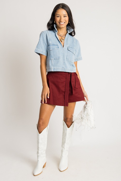 Braided Trim Wrap Skort, Wine - 0731-207h.jpg