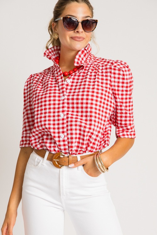 Jodie Shirt, Red Gingham
