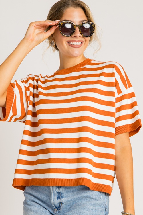 Valerie Stripe Sweater, Rust