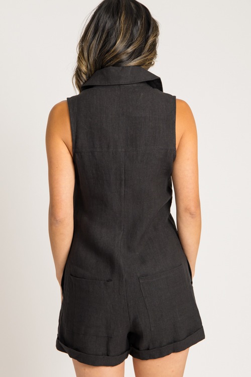 Linen Zip Romper, Black - 0731-314.jpg