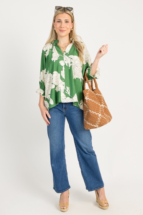 Floral Scallop Sleeve Top, Gree - 0731-31h.jpg